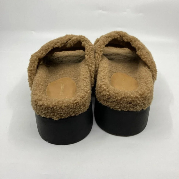 Pretty Little Thing Tan Teddy Cross Over Strap Back Chunky Cleated Sole Sandals - Picture 5 of 10